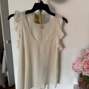 Joie cream ruffle silk blouse
